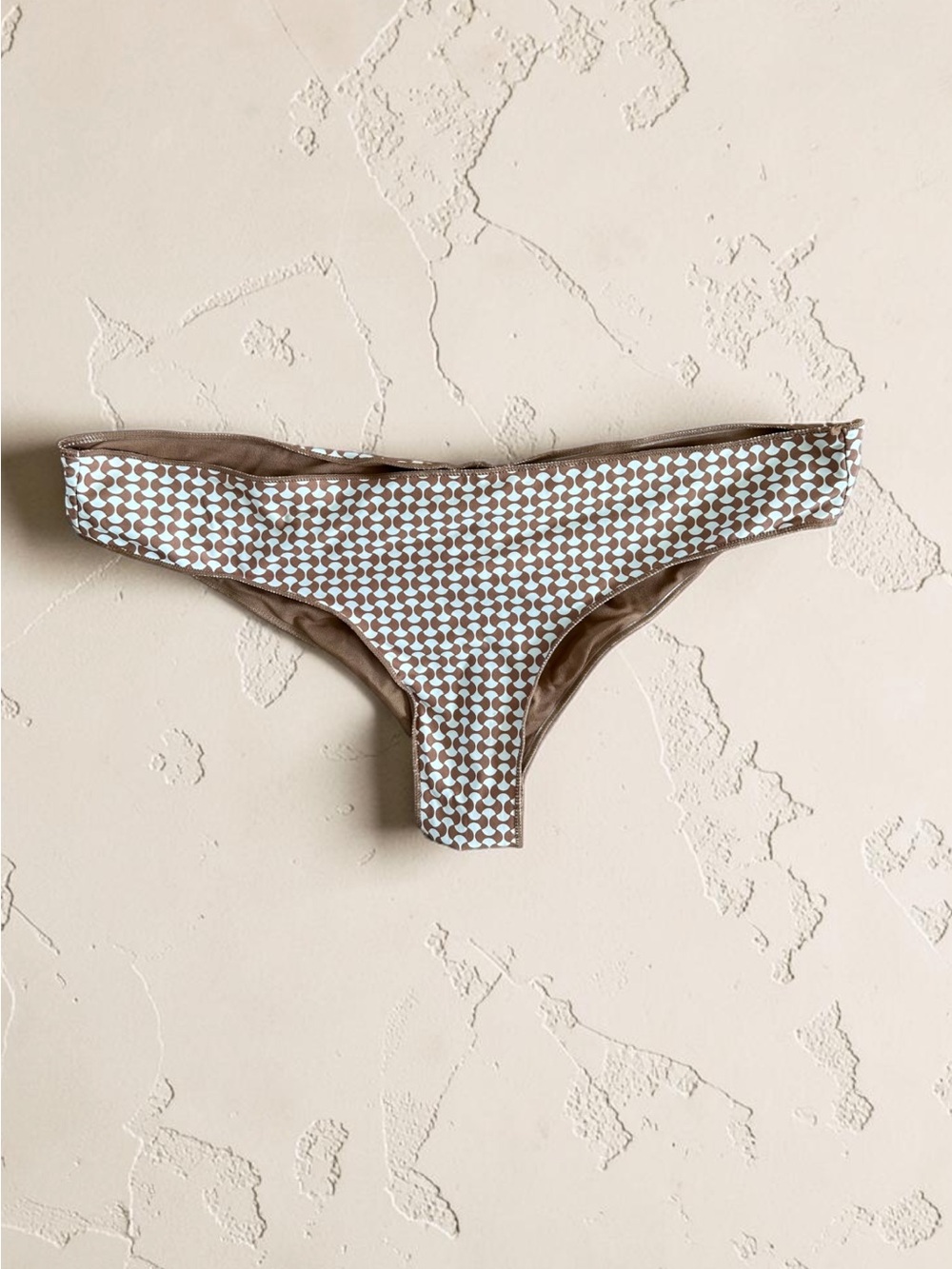 Rip Curl Cheeky Ruched Back Bikini Brown Cream Hipster Sz L